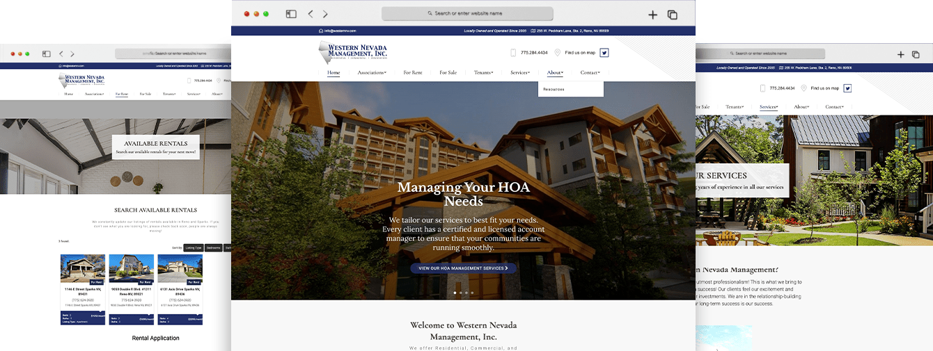 Real Estate Web Design Project for Western Nevada Management - Portfolio Image